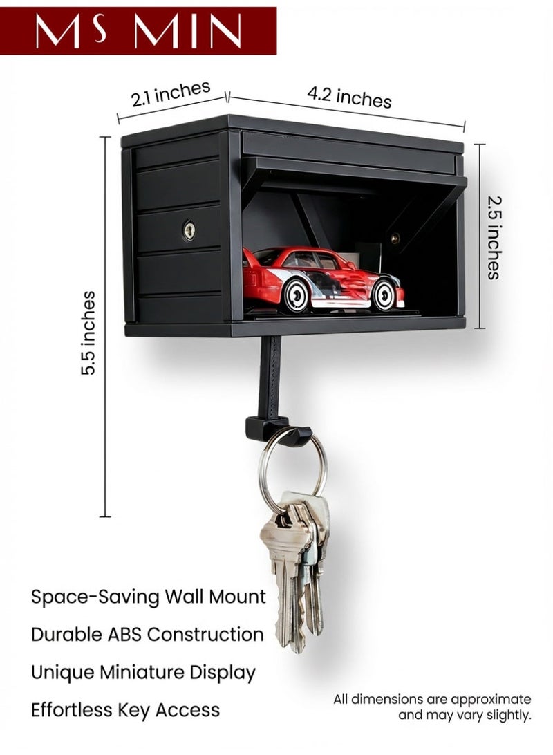 MS MIN Automatic Garage Style Key Holder with Storage Box, Creative Wall-Mounted Key Hook Organizer, Gravity-Activated Open & Close Key Hanger for Home Entryway - Image 5